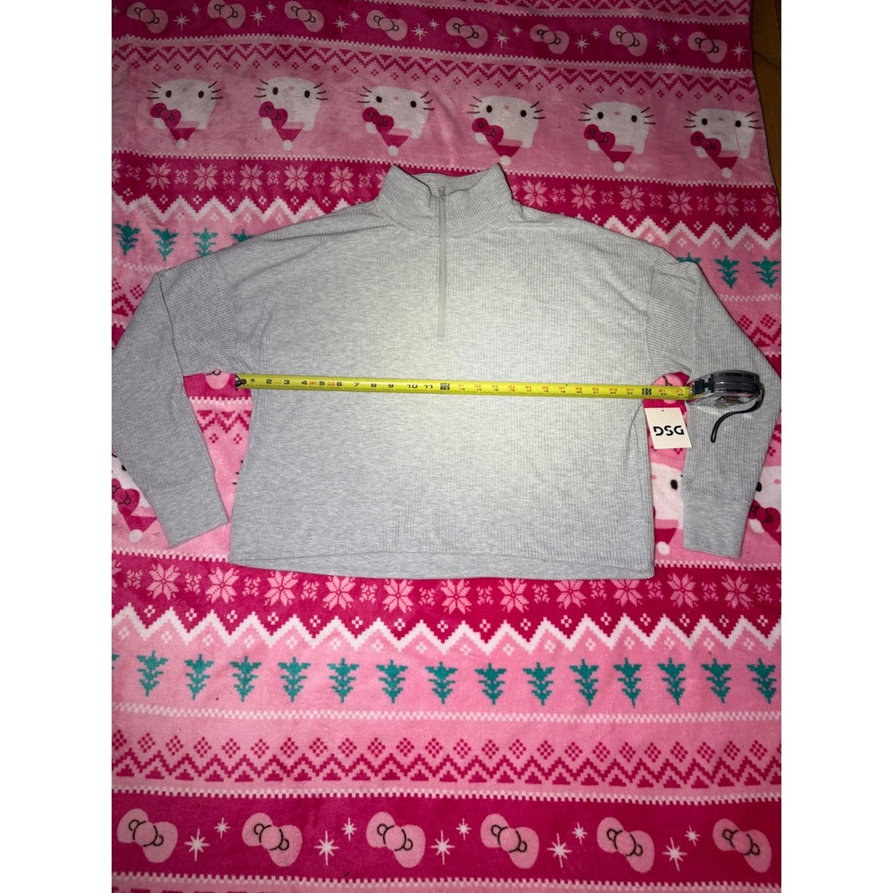 DSG Women Lush Plush 1/2 Zip Ribbed Pullover Light Heather Grey M DAW25409C